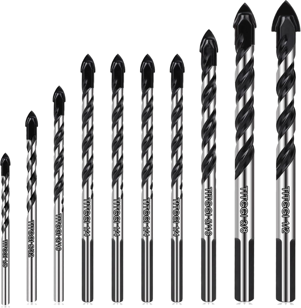 TITGGI 10 Pc Masonry Drill Bit Set, 1/8-1/2 In - Additional view