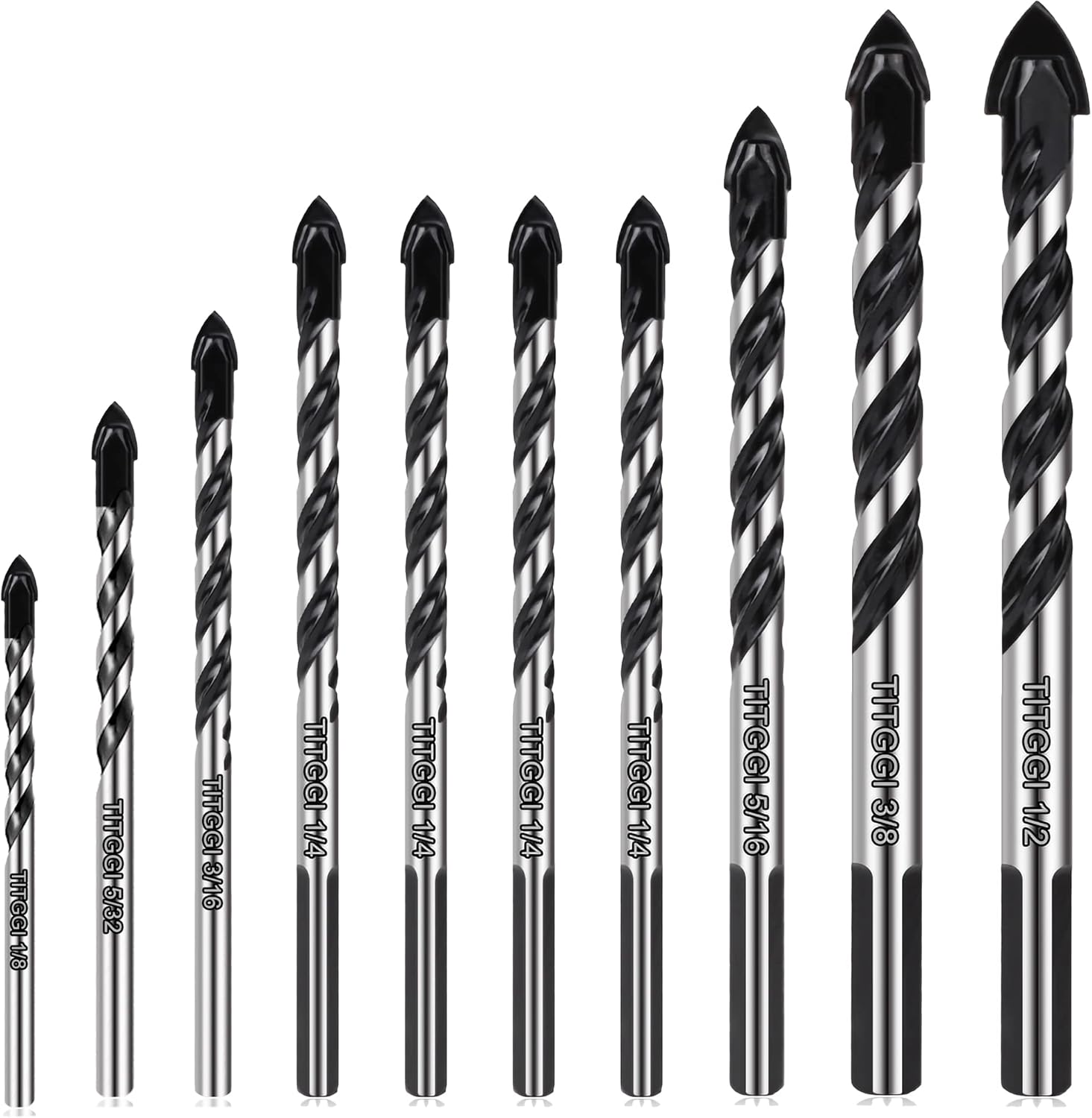 TITGGI 10 Pc Masonry Drill Bit Set, 1/8-1/2 In - Additional view