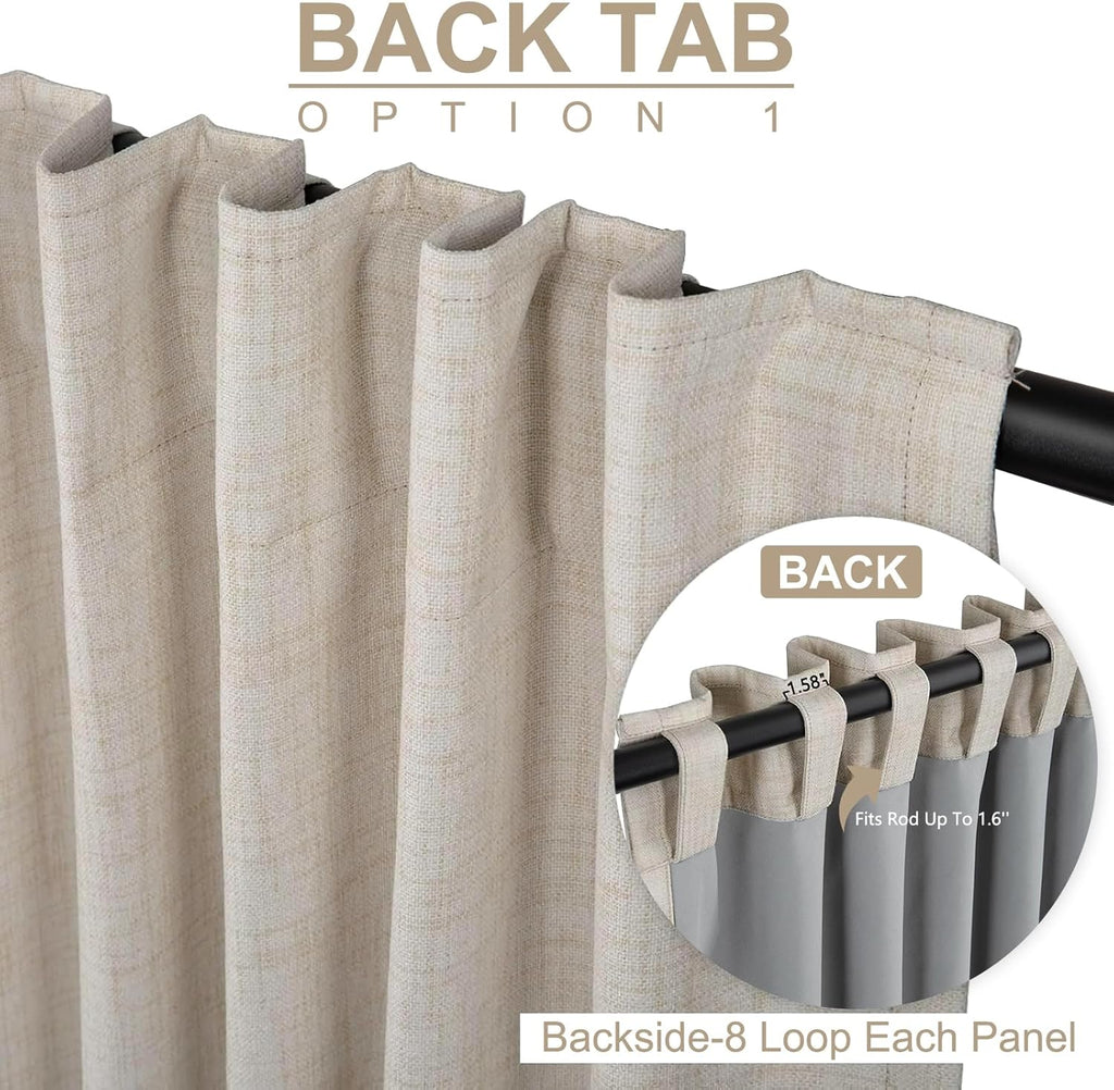 Blackout Linen Curtains, 50 x 84 In, Cream - Alternate angle
