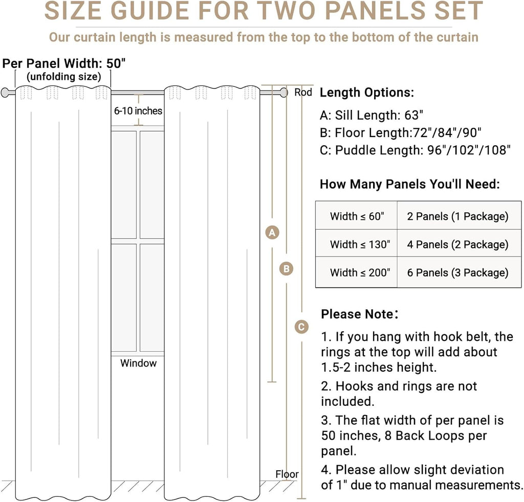 Blackout Linen Curtains, 50 x 84 In, Cream - Packaging