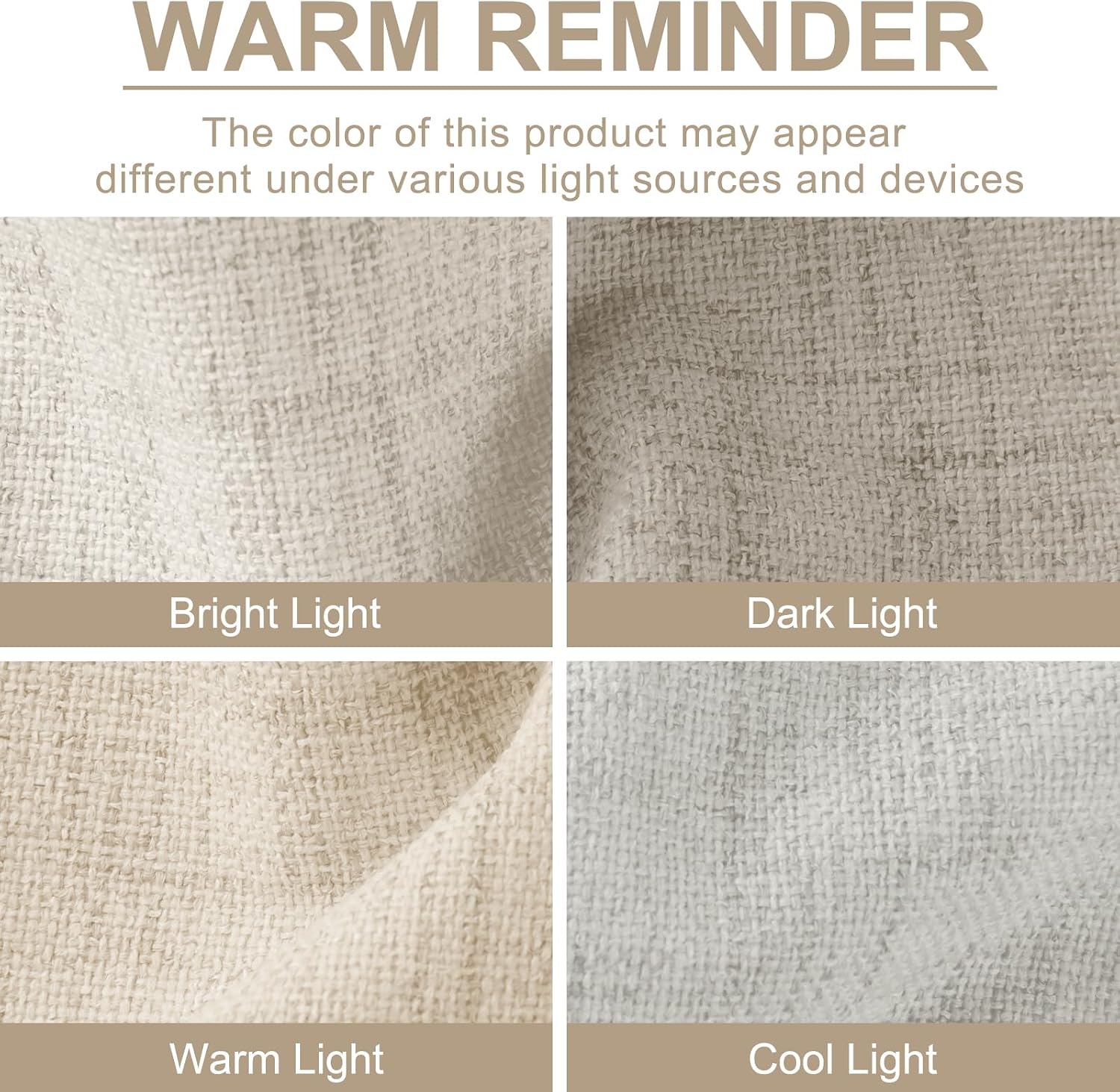 Blackout Linen Curtains, 50 x 84 In, Cream - Additional view