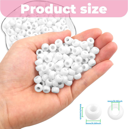 1000 Pcs White 9mm Pony Beads for Jewelry Making - Detail view