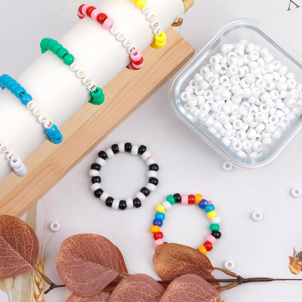 1000 Pcs White 9mm Pony Beads for Jewelry Making - Close-up