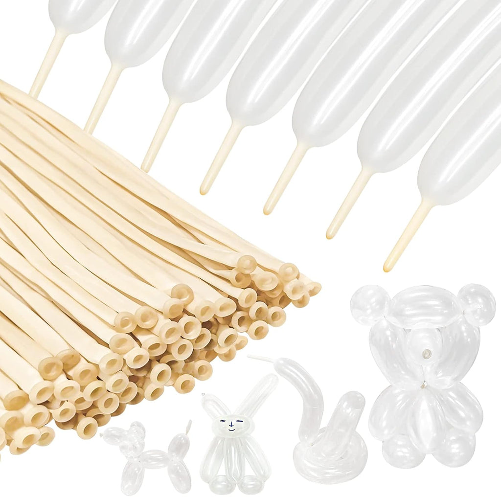 100 Pcs Clear 260 Latex Twisting Balloons