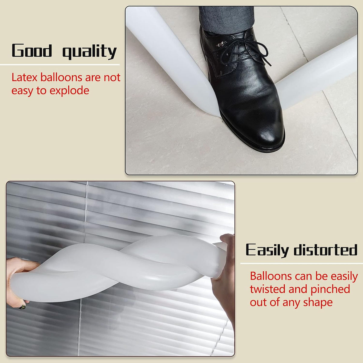 100 Pcs Clear 260 Latex Twisting Balloons - Detail view