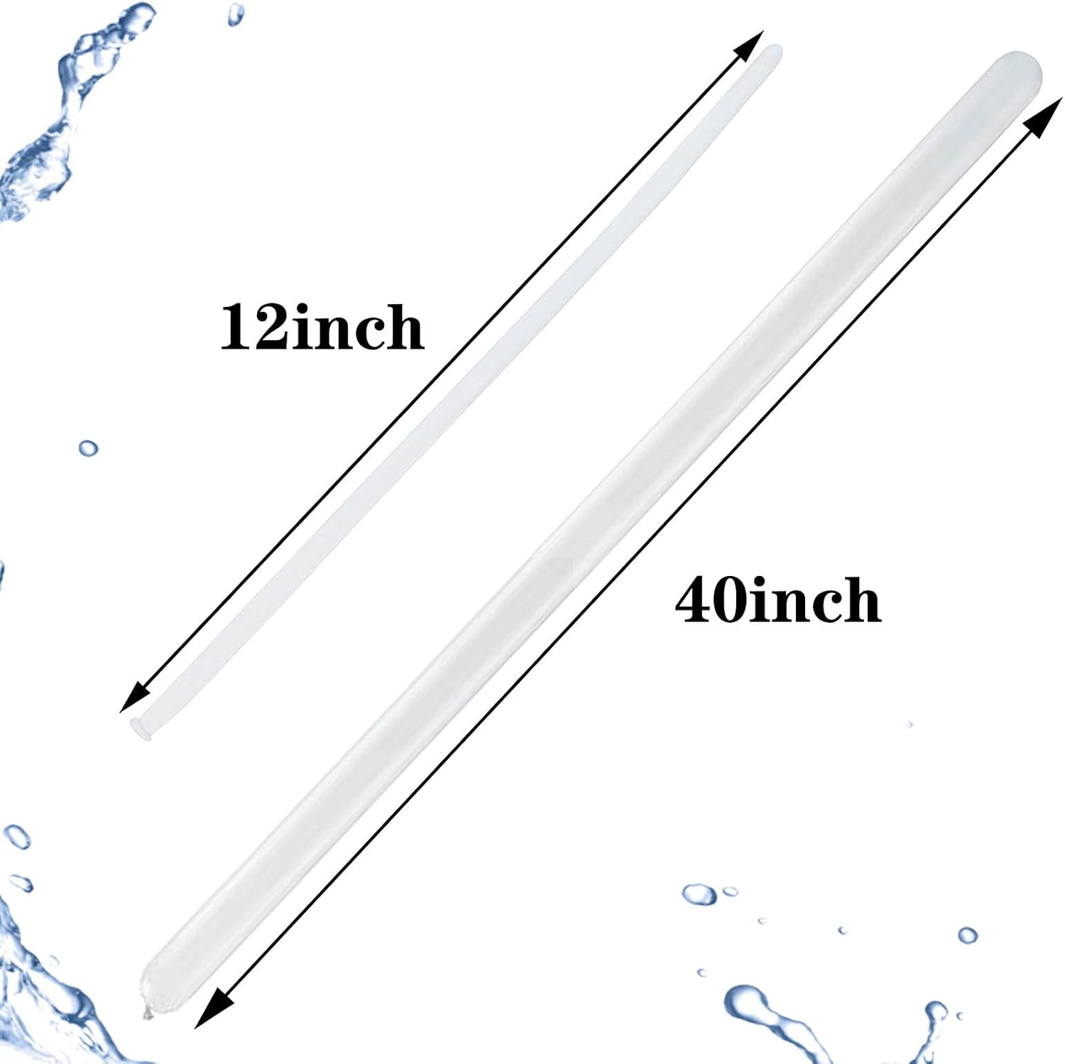 100 Pcs Clear 260 Latex Twisting Balloons - Size reference