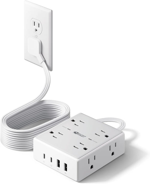 10 Ft Power Strip, 8 Outlets, 4 USB Ports