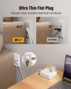 10 Ft Power Strip, 8 Outlets, 4 USB Ports - Close-up