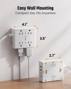 10 Ft Power Strip, 8 Outlets, 4 USB Ports - Packaging
