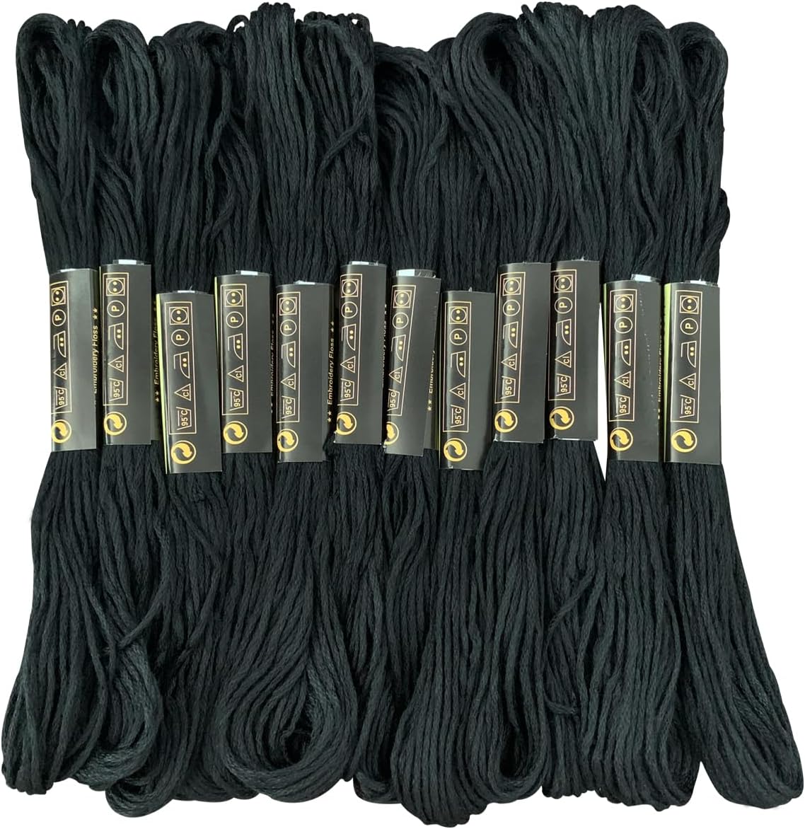 Newkita 12 Skeins Black Embroidery Floss