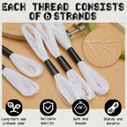 14 Skeins White Embroidery Floss Thread - Alternate angle