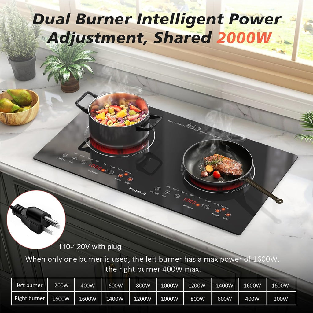 2 Burner 110V Electric Cooktop, 24 Inch - Alternate angle