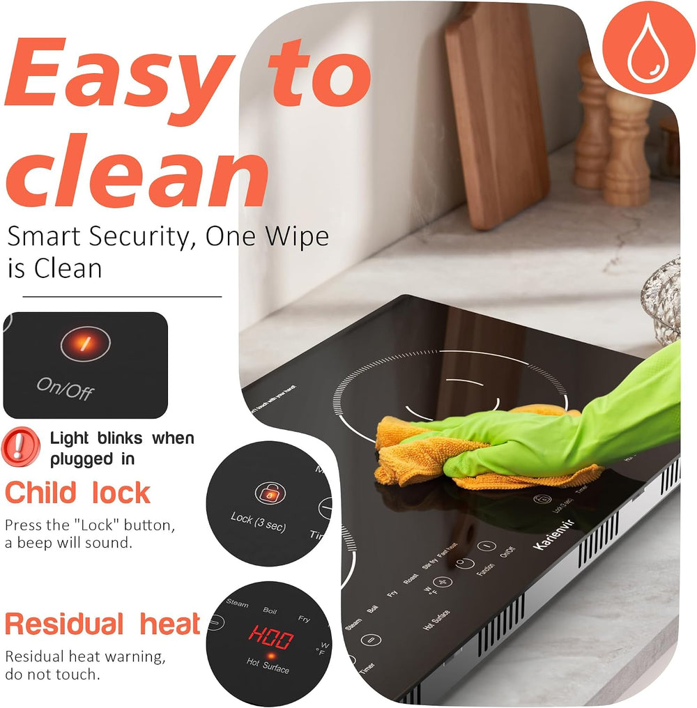 2 Burner 110V Electric Cooktop, 24 Inch - Close-up