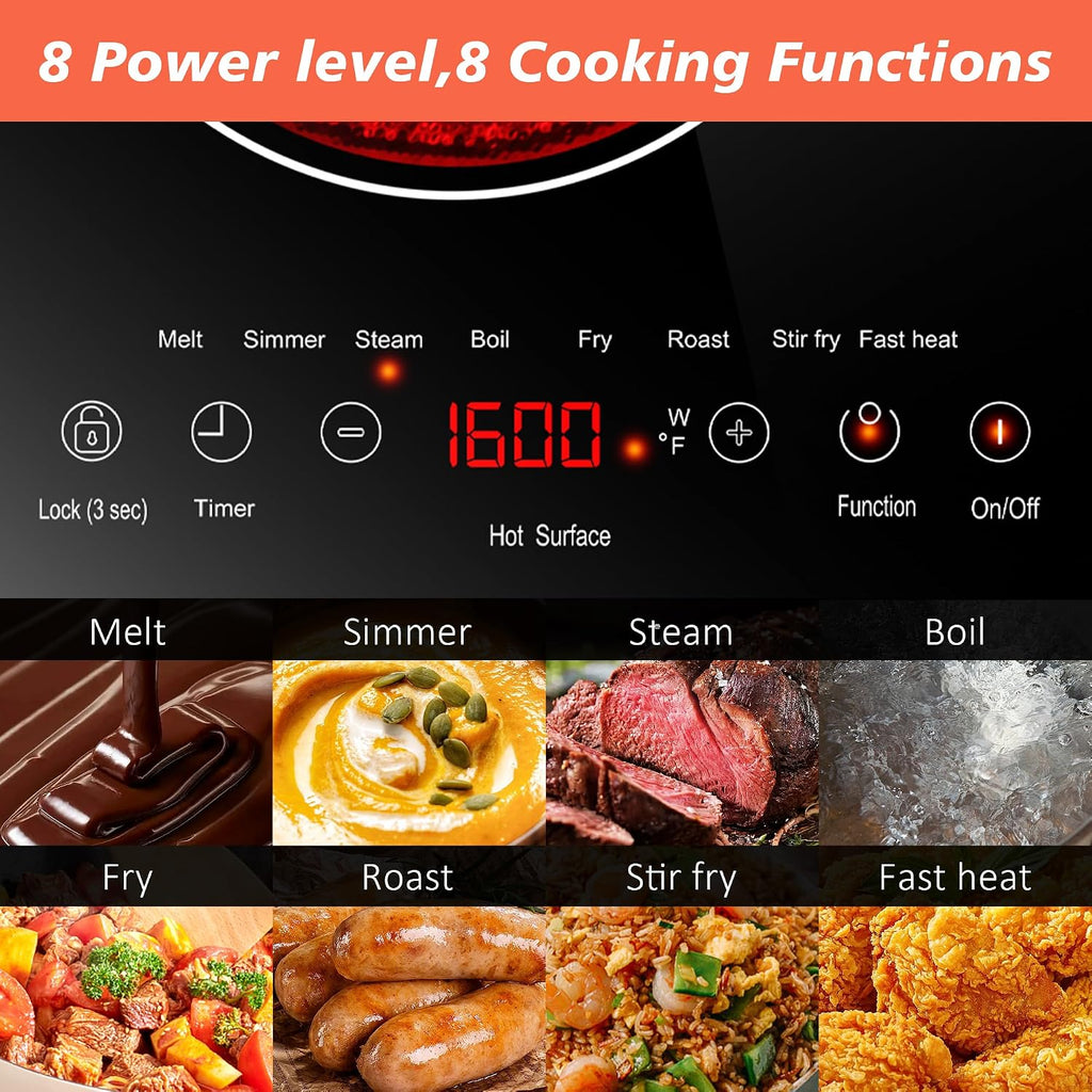 2 Burner 110V Electric Cooktop, 24 Inch - In use