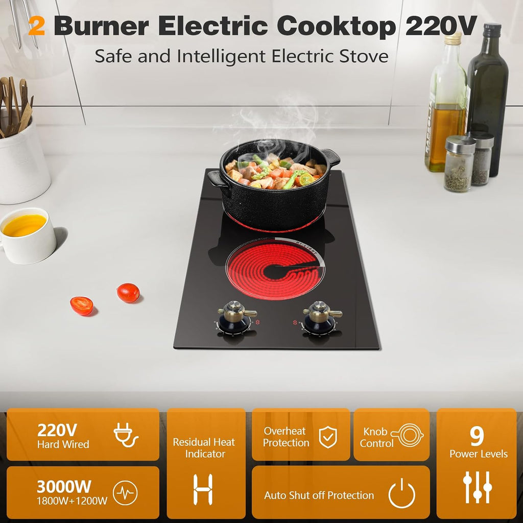 Cooksir 2 Burner 12 In Ceramic Electric Cooktop - Close-up