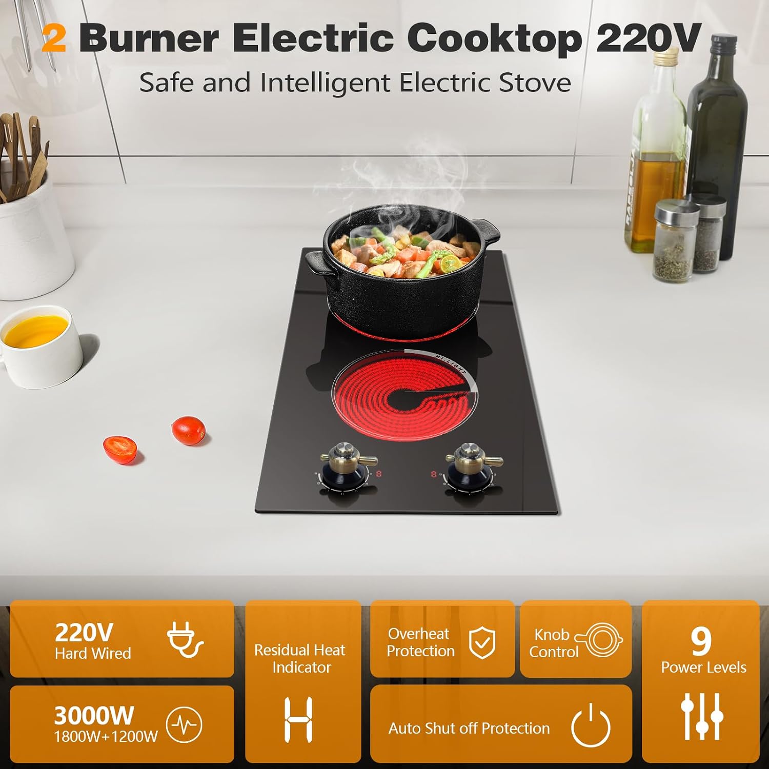 Cooksir 2 Burner 12 In Ceramic Electric Cooktop - Close-up