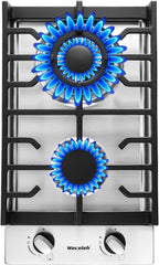 2 Burner 12 In Built-In Gas Cooktop, NG/LPG