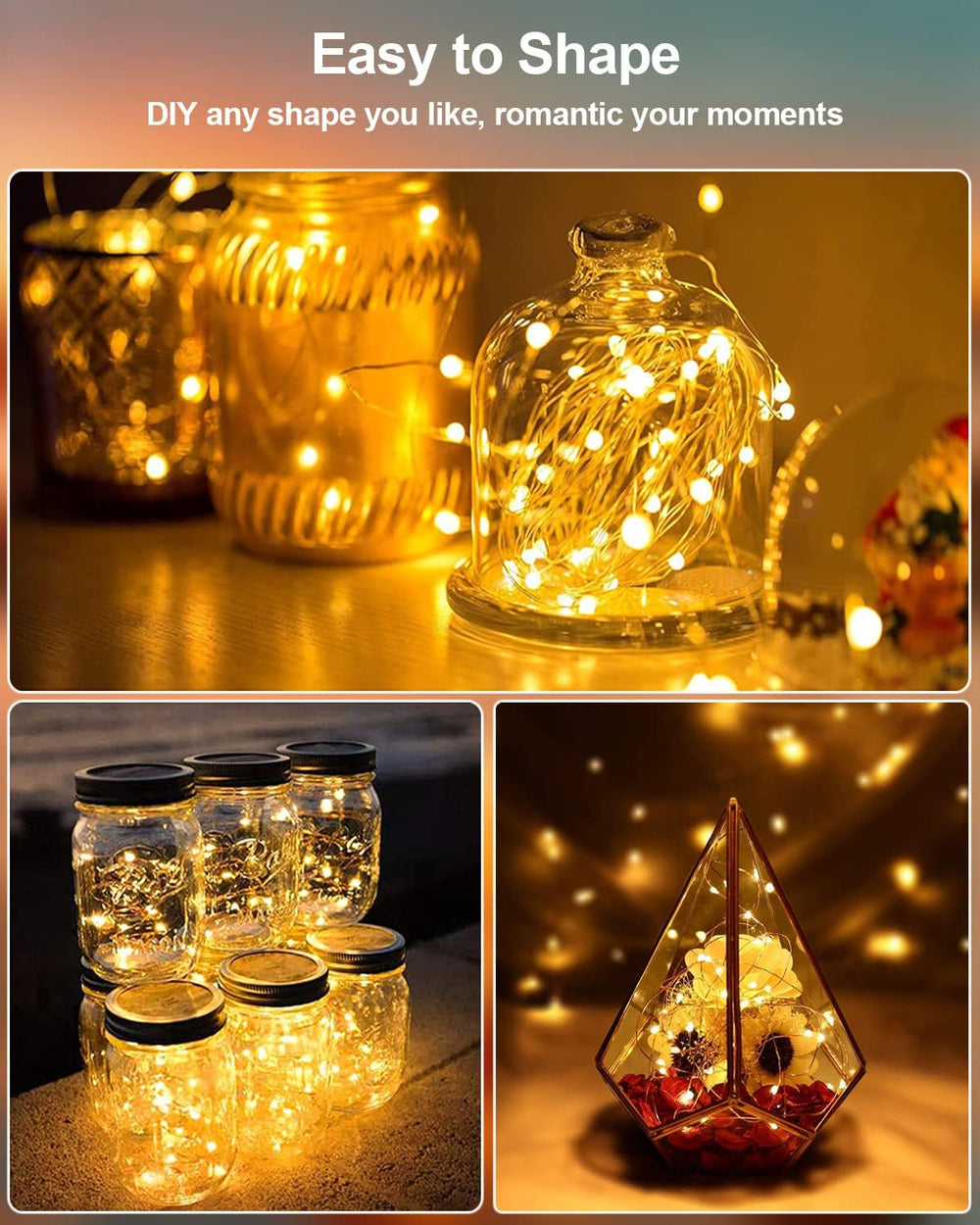 HOBAYS 20 Pack Fairy Lights Warm White LED - Close-up