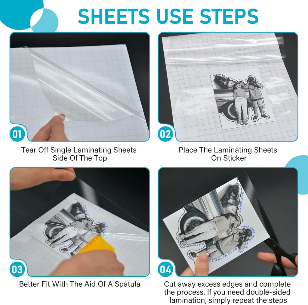 T&W Same Film Laminating Sheets 20 Pack 4 Mil - Size reference