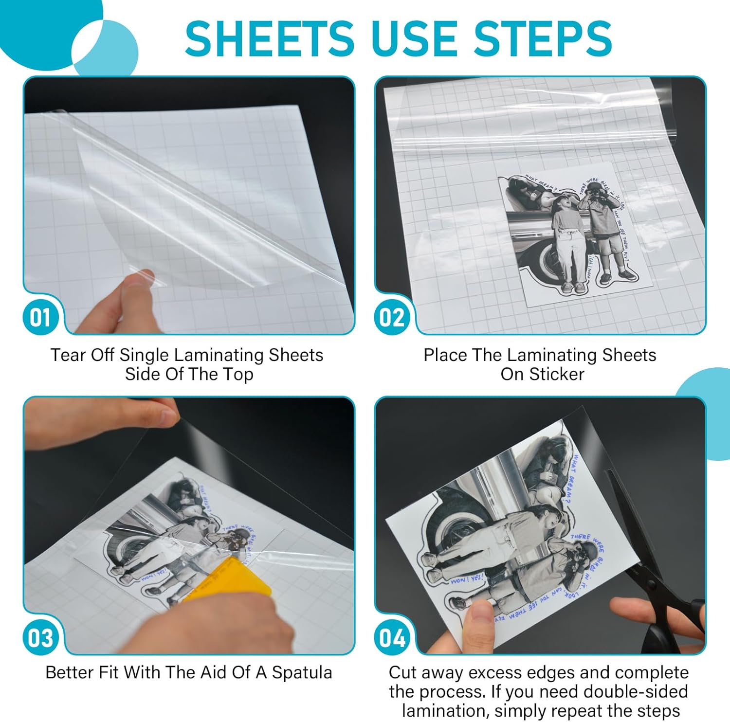 T&W Same Film Laminating Sheets 20 Pack 4 Mil - Size reference