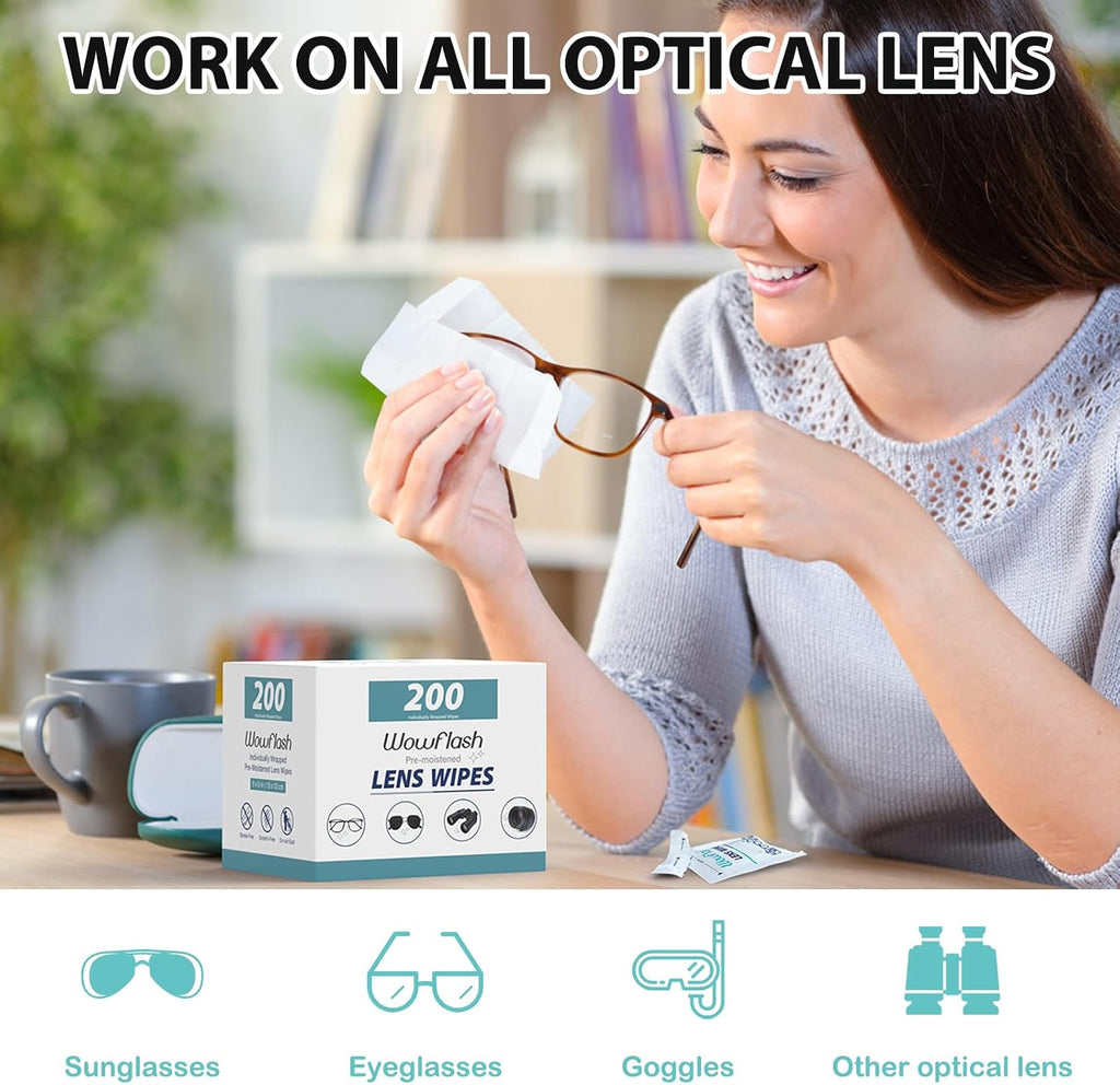 Wowflash 200 Count Lens Cleaning Wipes - Detail view