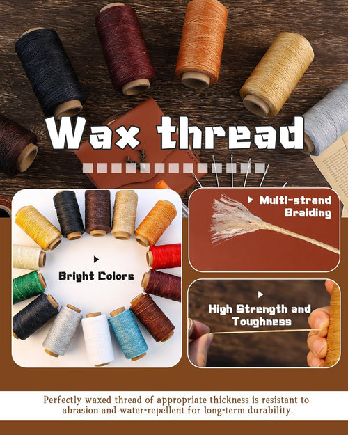 218 Yards Waxed Upholstery Thread with Needles - Detail view