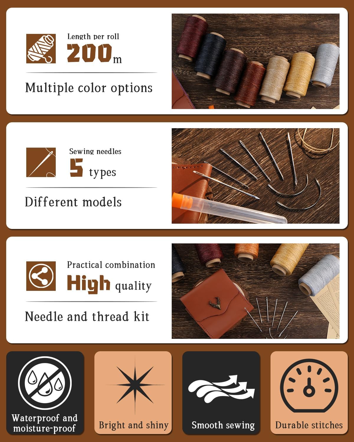 218 Yards Waxed Upholstery Thread with Needles - In use