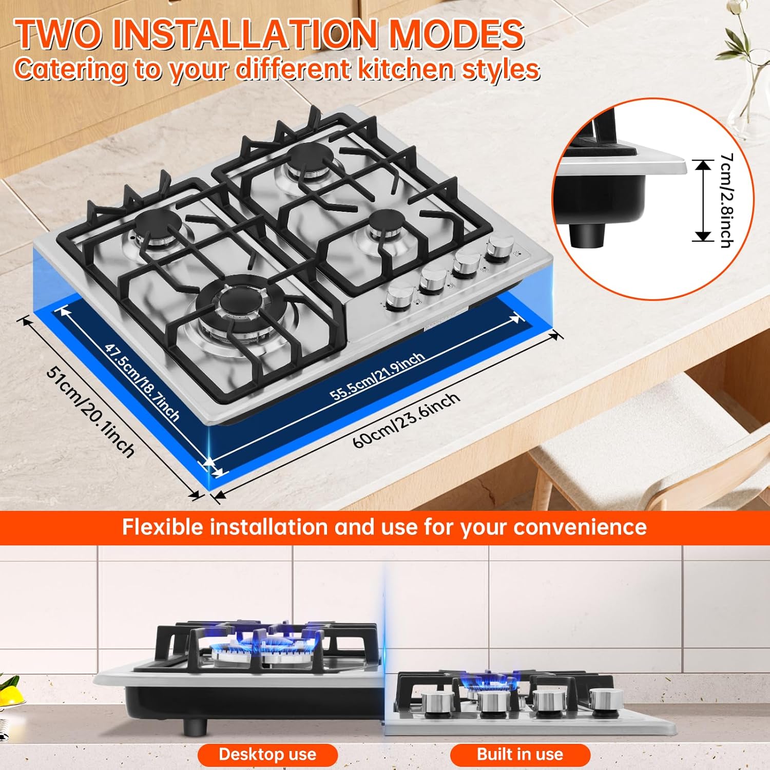22x20 Built-In 4 Burner Gas Cooktop Stainless - Packaging