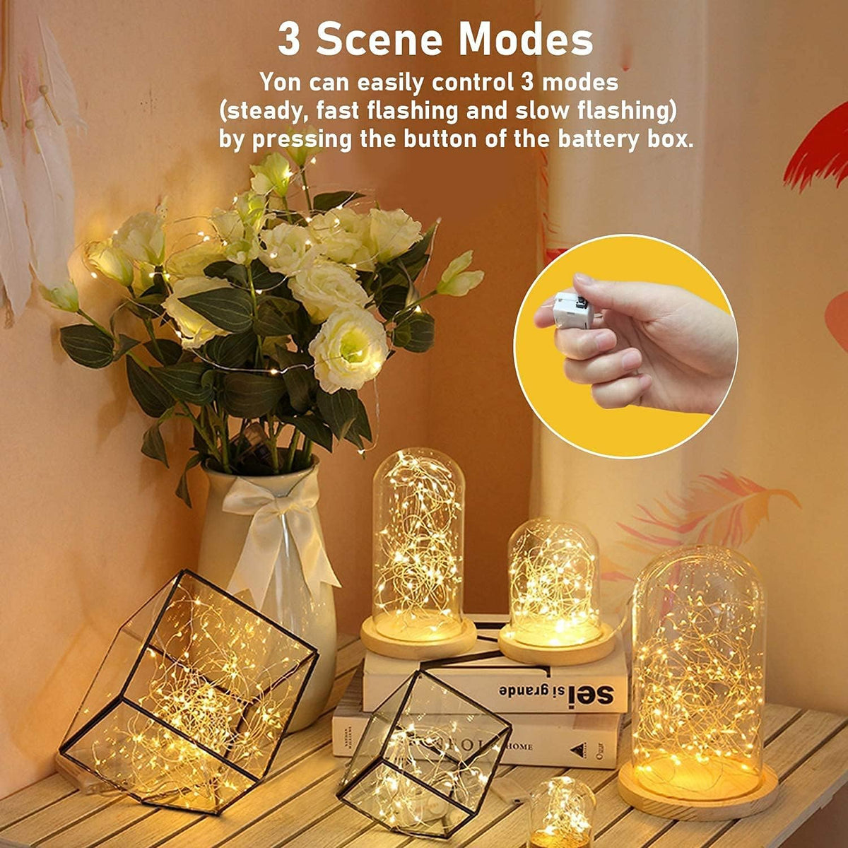 YOEEN 24 Pack Fairy Lights 3 Modes Waterproof - Detail view