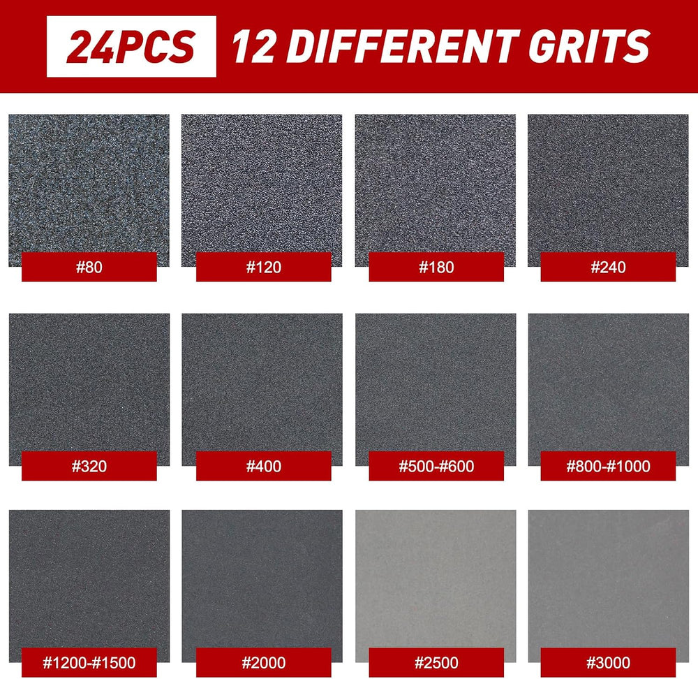 24 Pcs Sanding Sponge Assortment 80-3000 Grit - Alternate angle