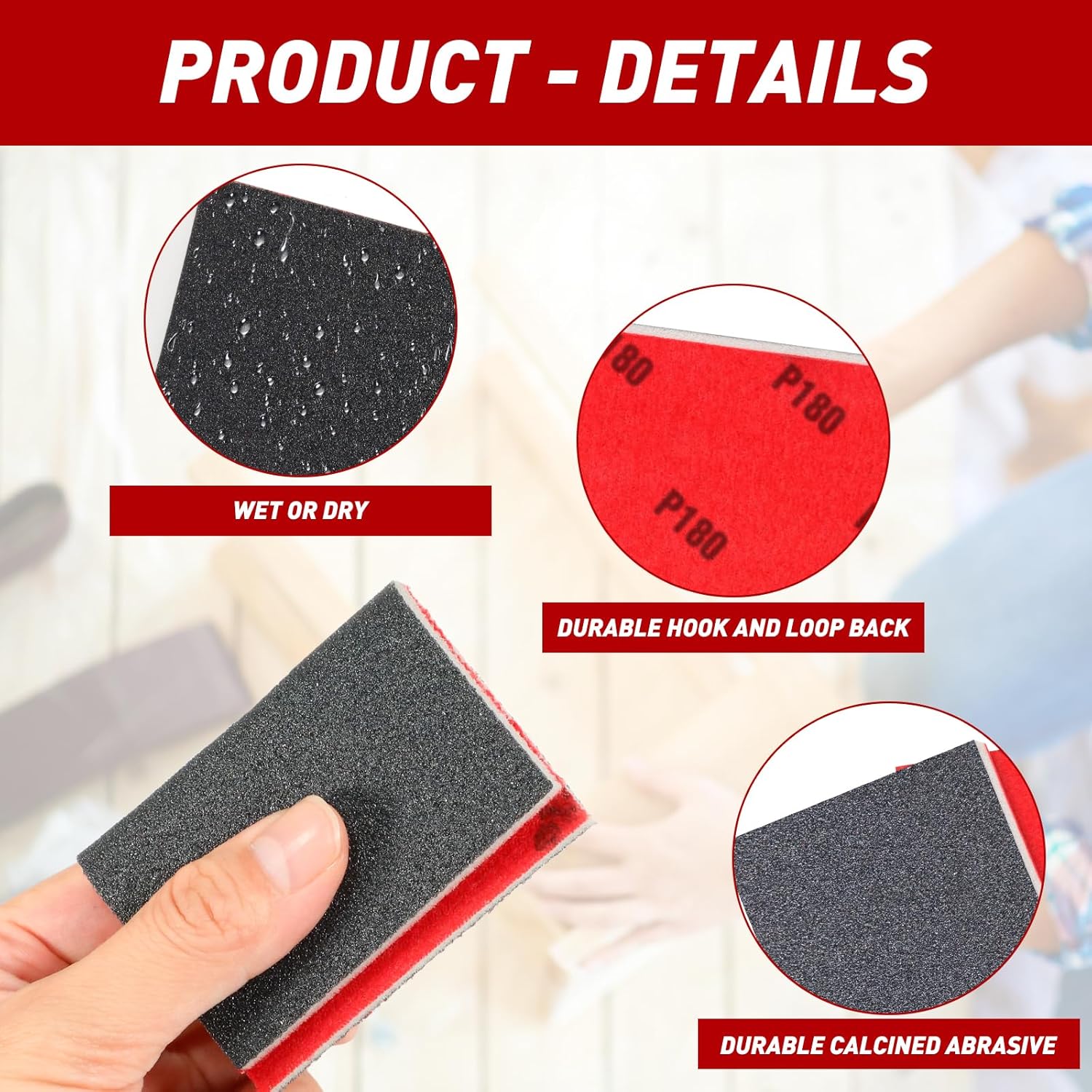 24 Pcs Sanding Sponge Assortment 80-3000 Grit - In use