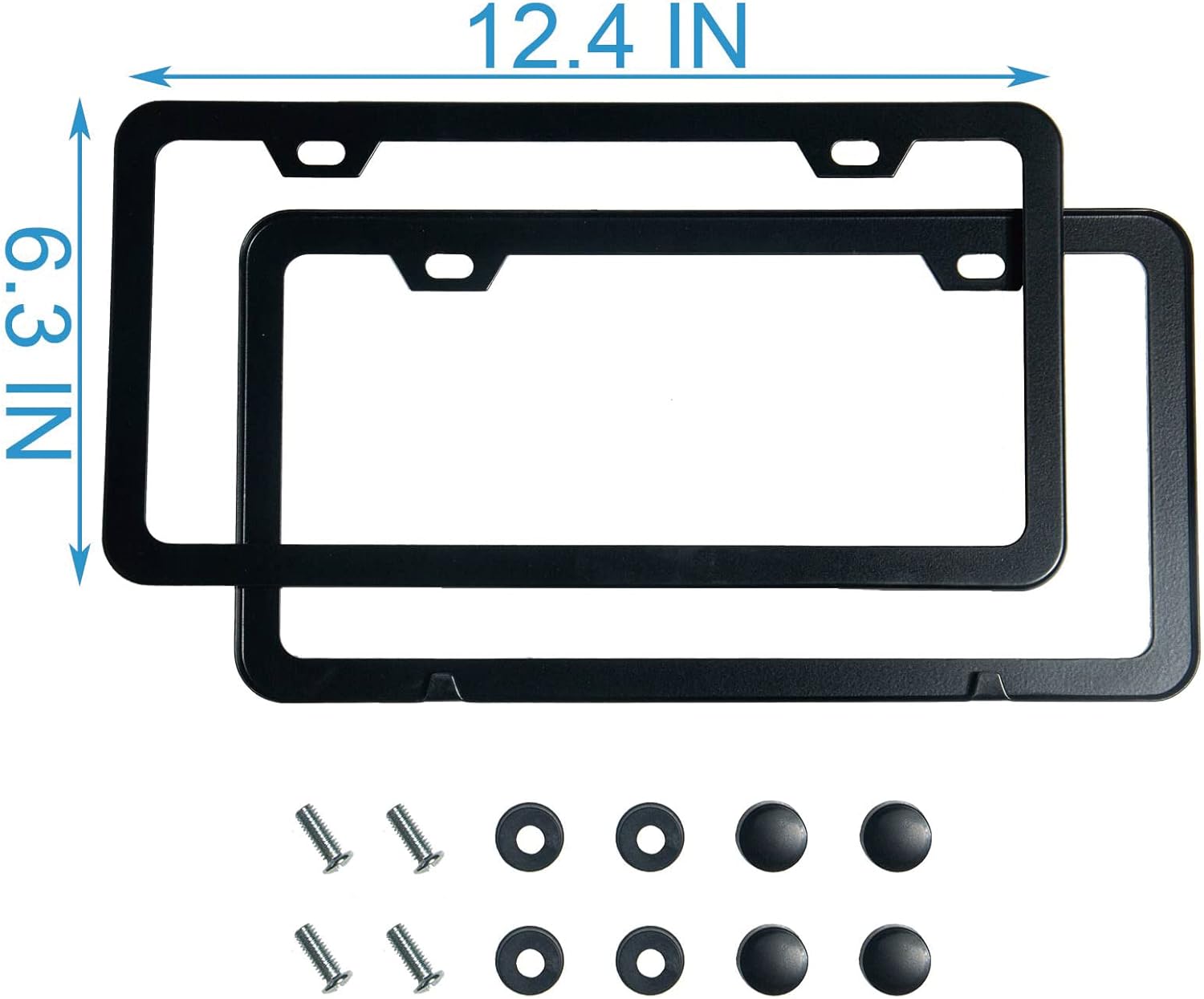 Lengnoyp Matte Black License Plate Frames 2Pcs - Size reference
