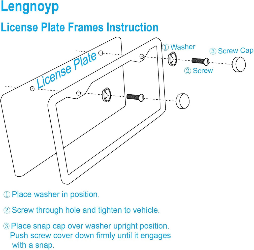 Lengnoyp Matte Black License Plate Frames 2Pcs - In use