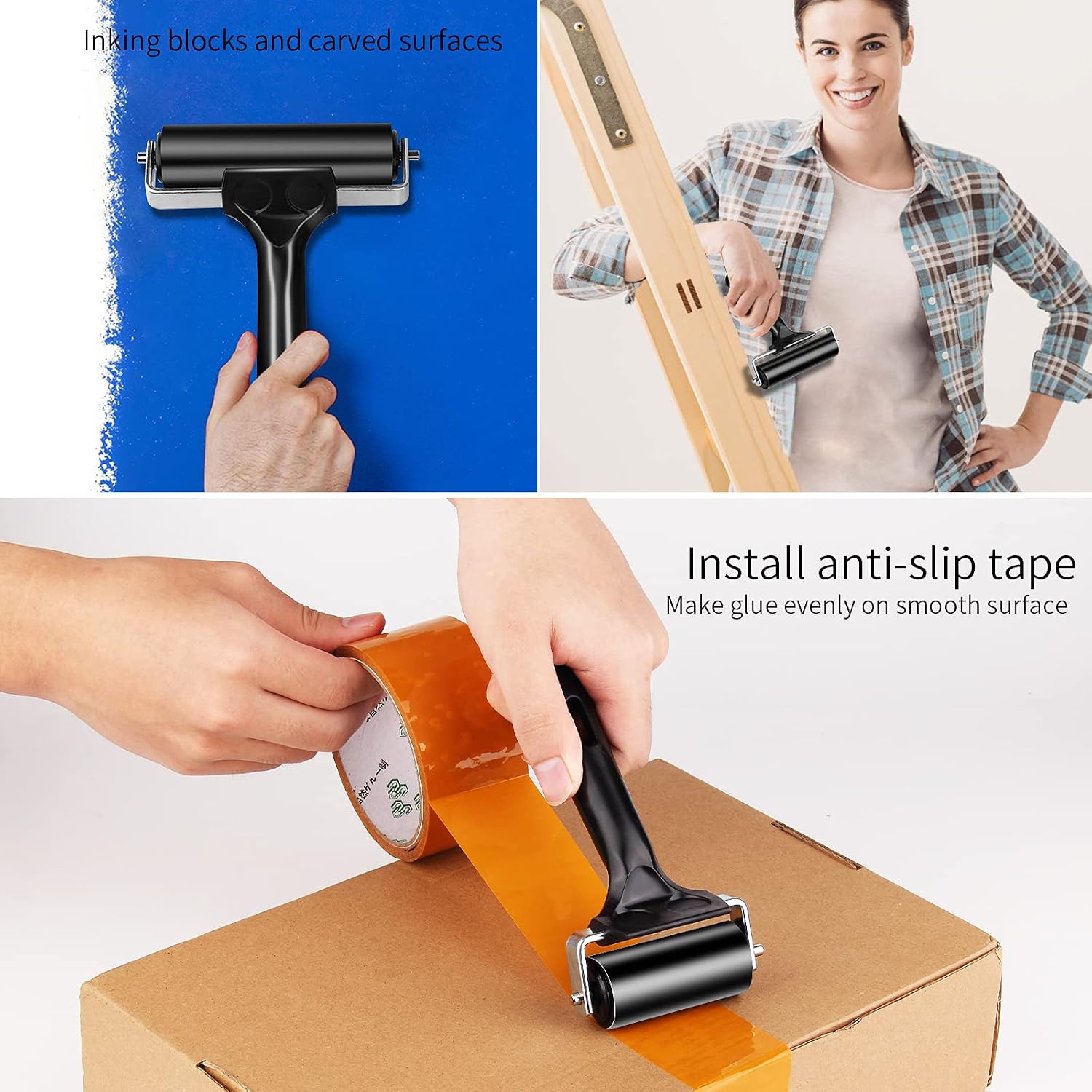 HRLORKC Hard Rubber Brayer Rollers 2 Pcs - Size reference