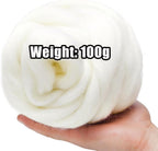 3.53oz White Wool Roving for Needle Felting - Detail view