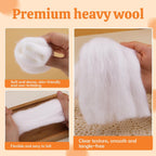 3.53oz White Wool Roving for Needle Felting - Alternate angle