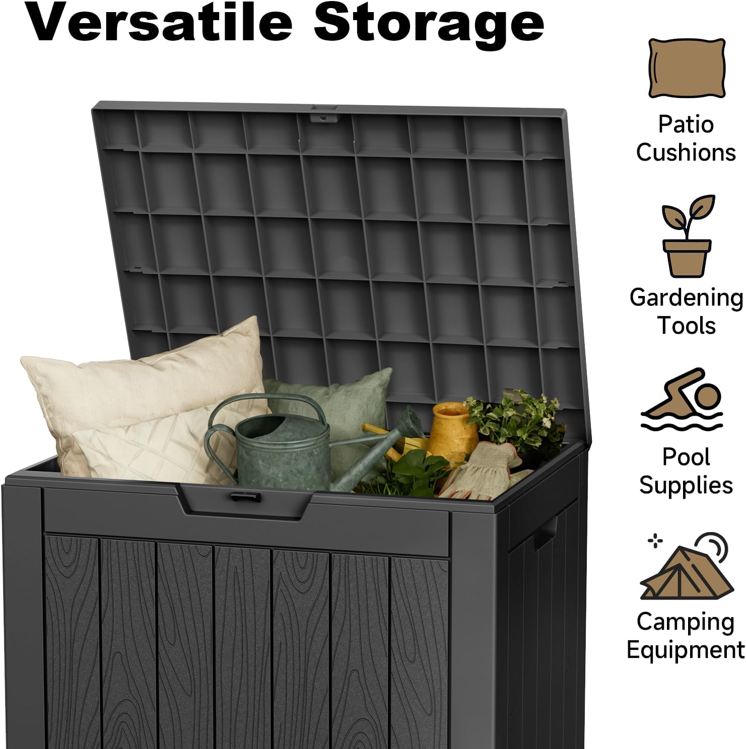 MAIUSCOLI 30 Gallon Lockable Deck Storage Box - In use