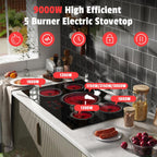 Electric Cooktop 30 In 9000W 5 Burner Hard Wired - Alternate angle
