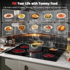 Electric Cooktop 30 In 9000W 5 Burner Hard Wired - Close-up