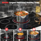 Electric Cooktop 30 In 9000W 5 Burner Hard Wired - In use