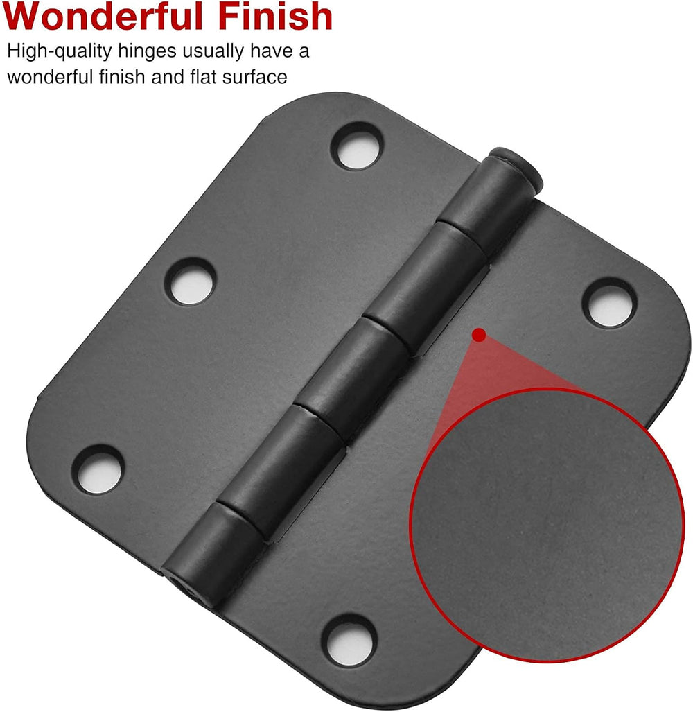 30 Pack Matte Black Door Hinges 3.5 Inch - Close-up