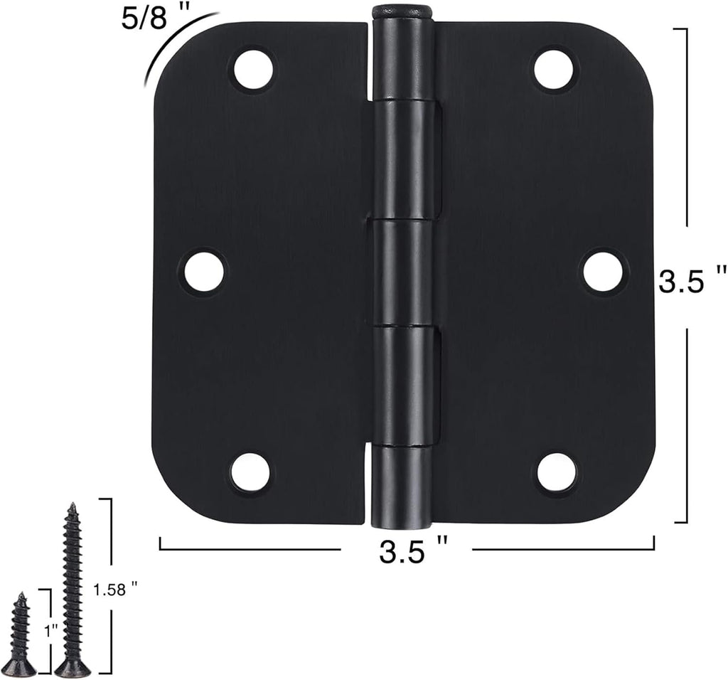 30 Pack Matte Black Door Hinges 3.5 Inch - Size reference