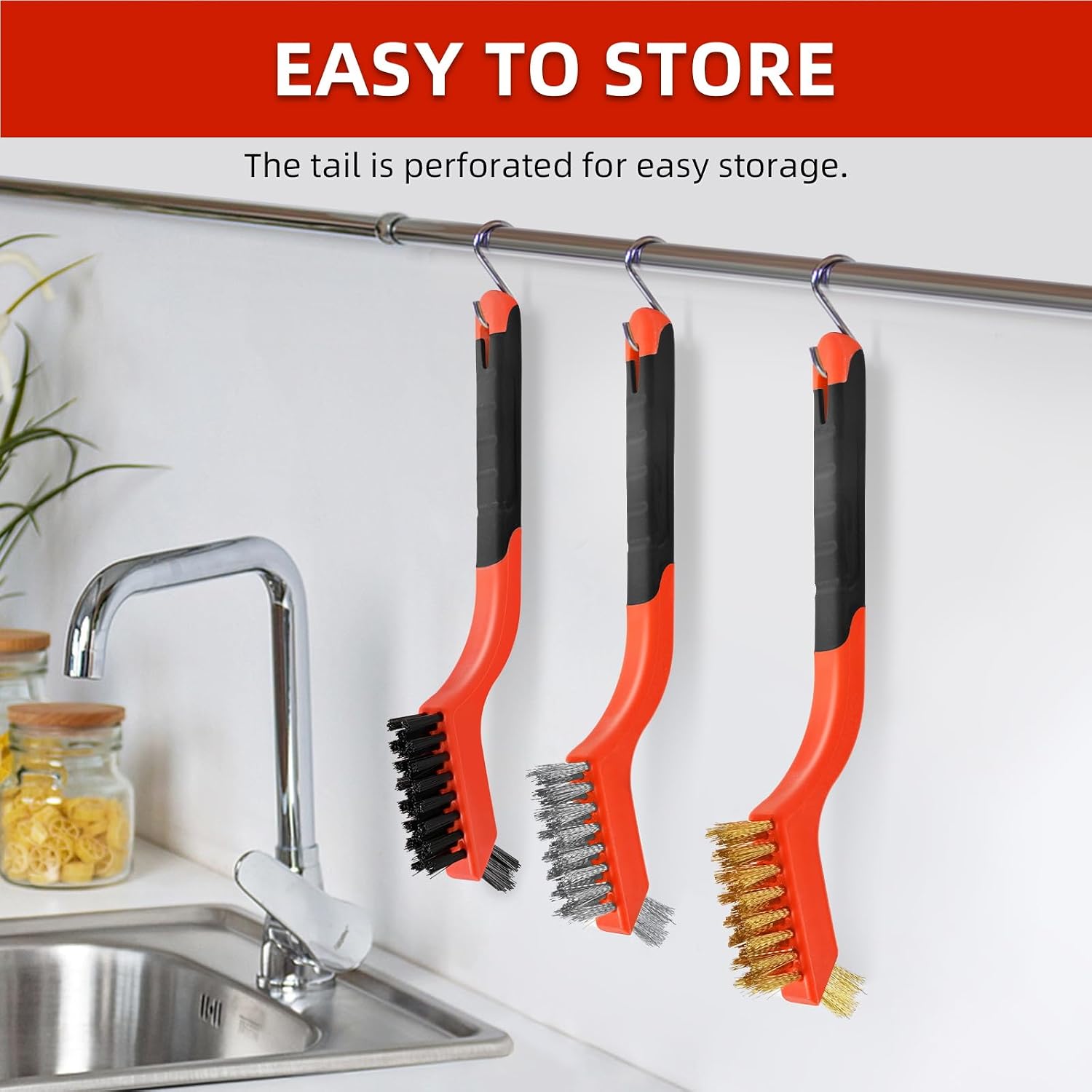 IEGREMAR 3 Pc Wire Brush Set - Size reference