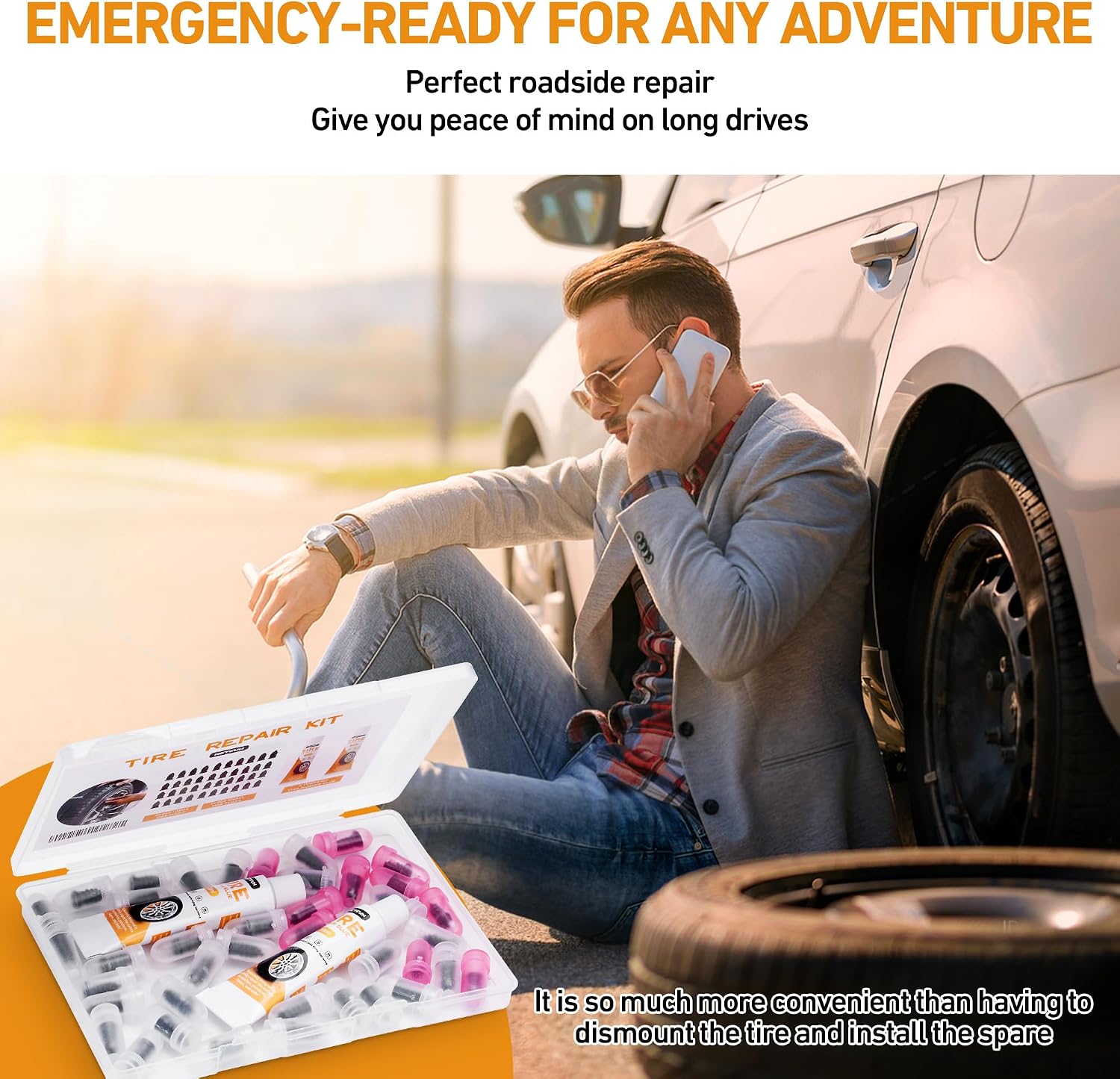 MetFun 40 Pcs Tire Repair Kit - In use