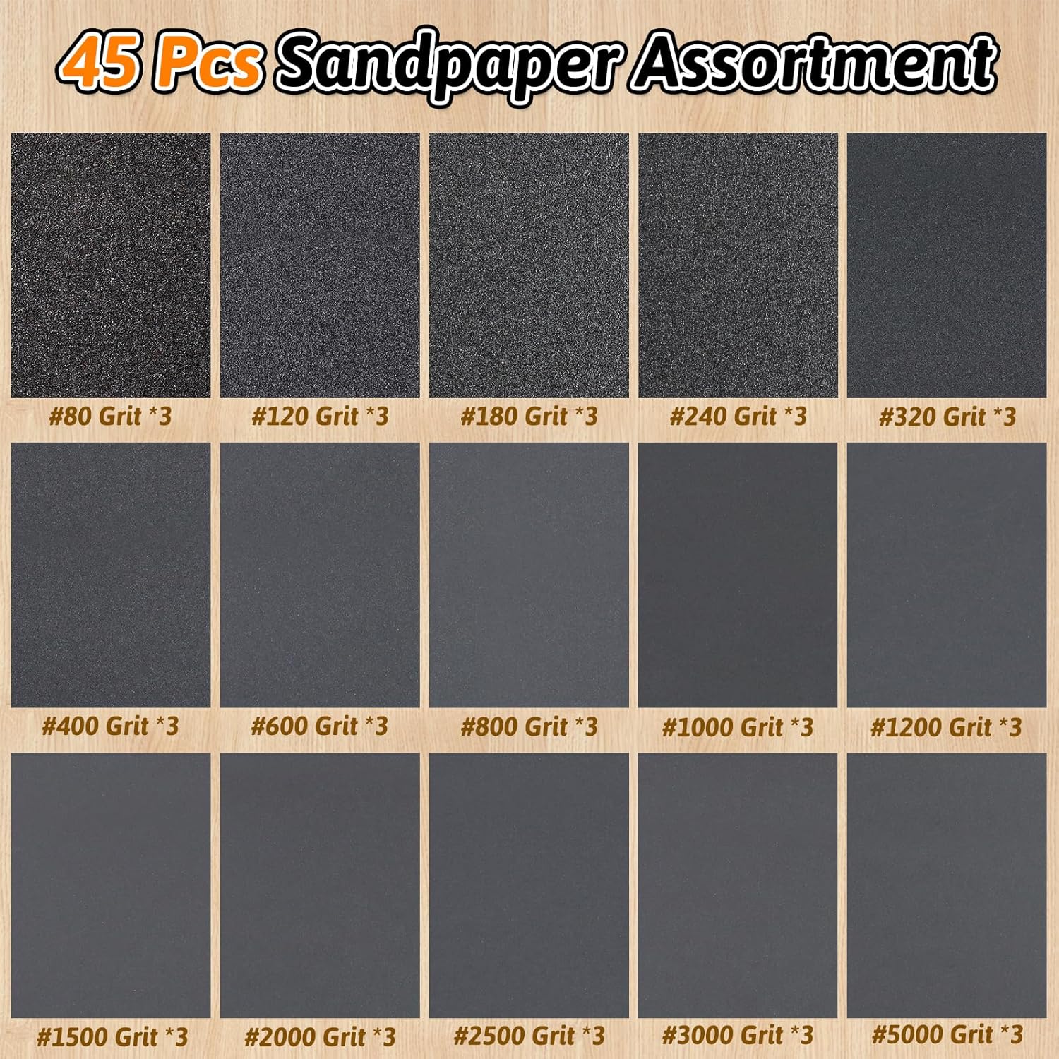 Pihemum 45 Pc Sandpaper Assortment - Close-up