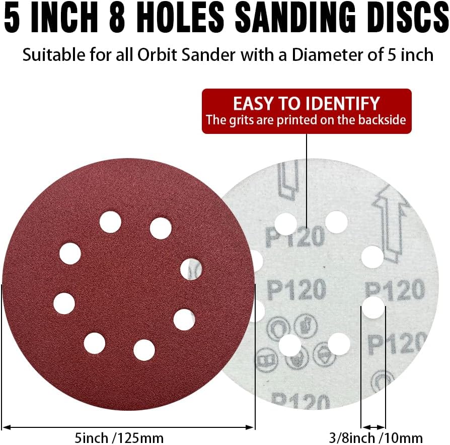 NOOKEYA 52 Pack Sanding Discs 5 Inch - Detail view