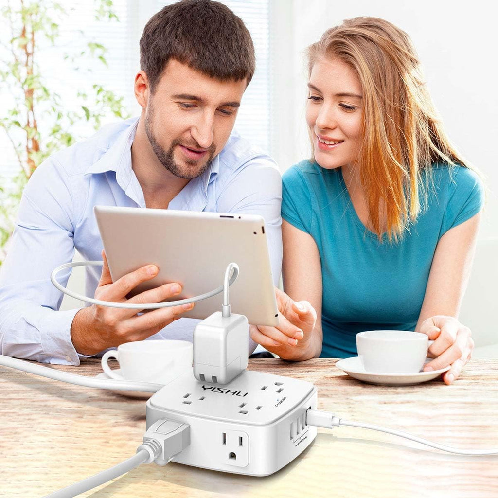 YISHU 8-Outlet Surge Protector Power Strip - Close-up