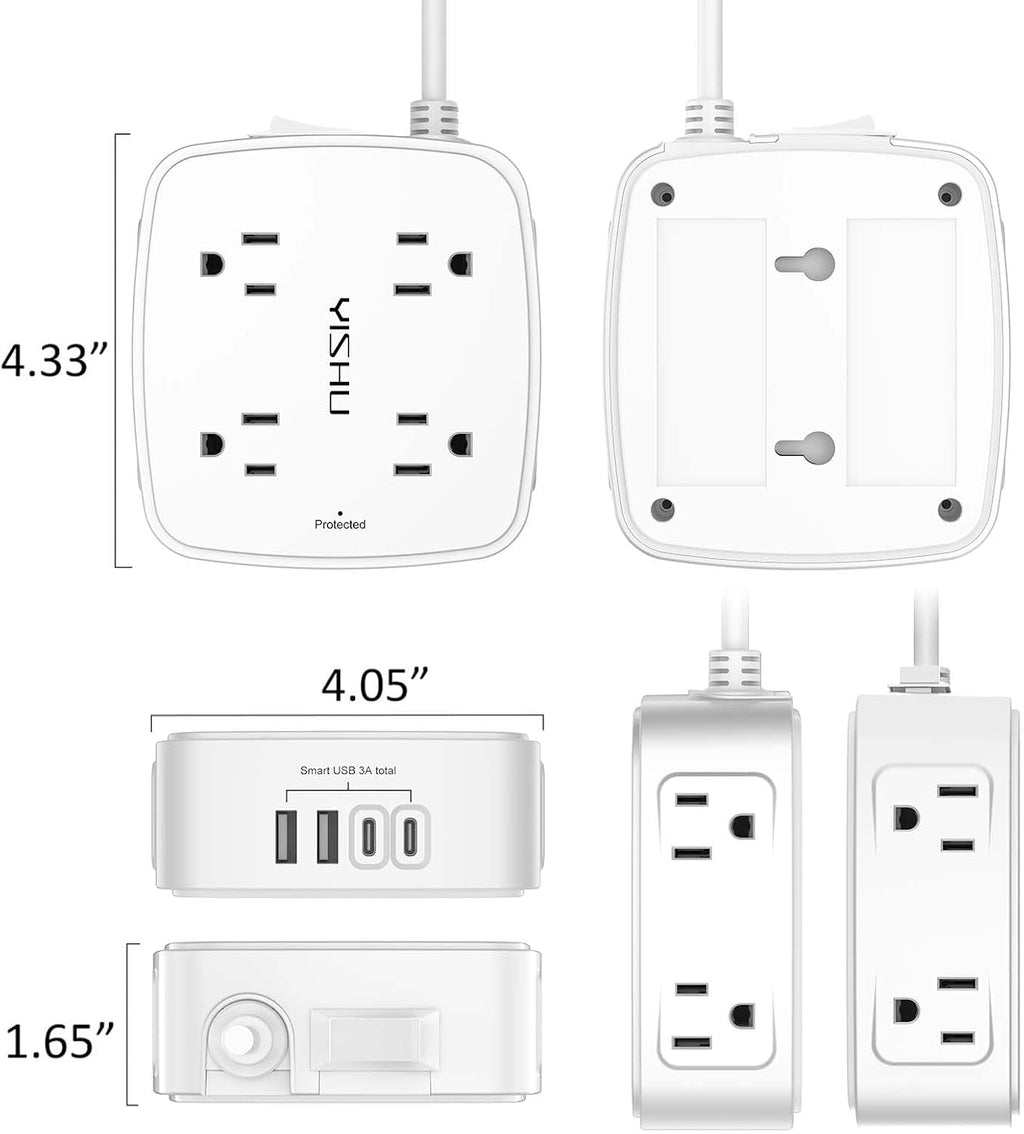 YISHU 8-Outlet Surge Protector Power Strip - Packaging