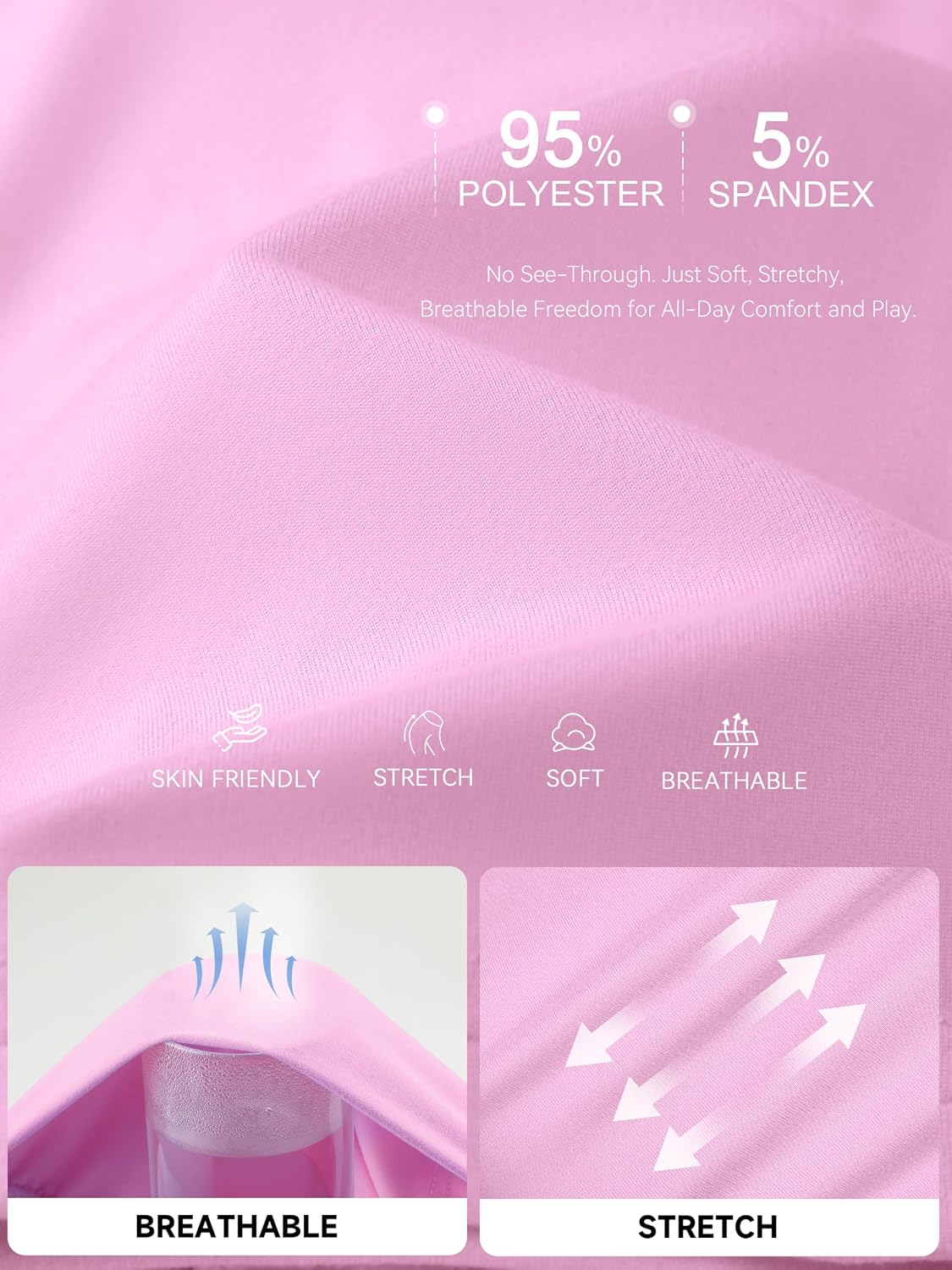 6 Pack Girls Bike Shorts for Under Dresses - Detail view