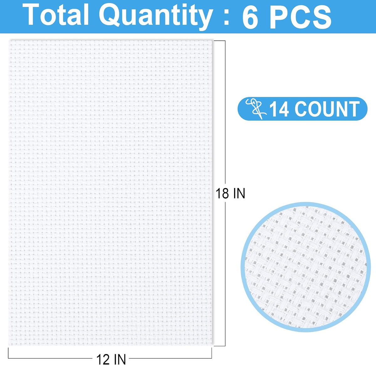 MYFAMIREA 6 Pc Aida Cross Stitch Fabric - Detail view